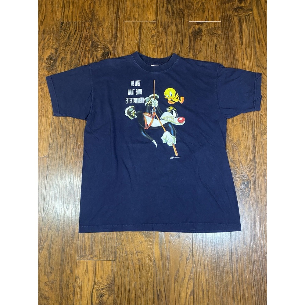 Vintage 2004 Looney Tunes Sylvester Tweety Navy Blue Graphic T-Shirt Mens L‎ s04